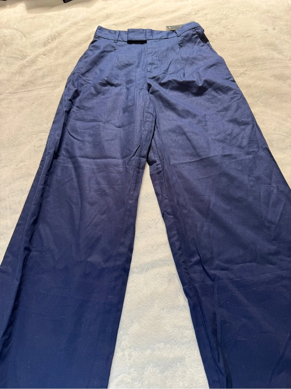 NWT Banana Republic High Rise Wide Leg Linen Pants Navy Blue Petite 4P
